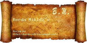 Berda Miklós névjegykártya